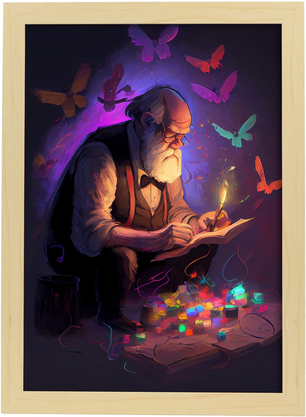 Póster Charles Darwin con Marco — Retrato a Todo Color (A3)